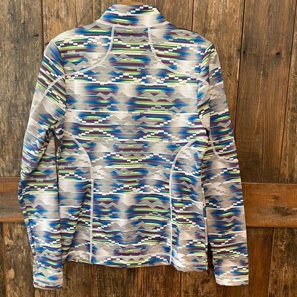 Fila Sport M Women’s Teal Gray Aztec 1/4 Zip Workout Yoga Exercise Jacket - Picture 3 of 9